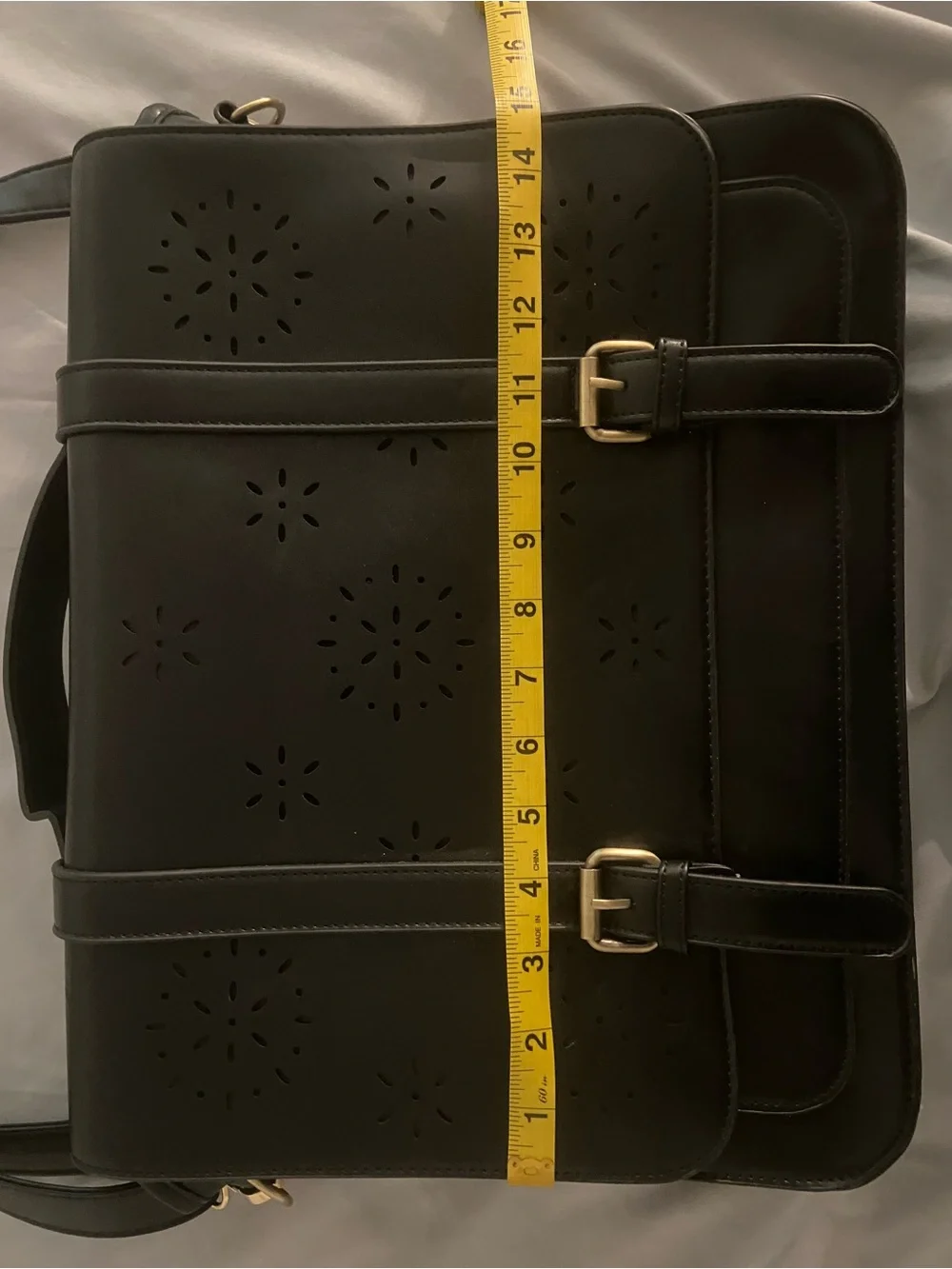 Ecosusi Black Laser-Cut Satchel Crossbody Messenger Bag Purse
